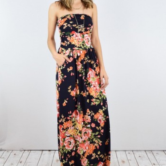 eloges Dresses & Skirts - EGS by Eloges Navy Floral Maxi Dress